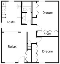 2 Bedroom 1 Bathroom (B1) 105 floor plan